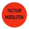 F913 rol @ 2.000 etiketten permanent rond 35 mm fluor rood met zwart bedrukt factuur ingesloten